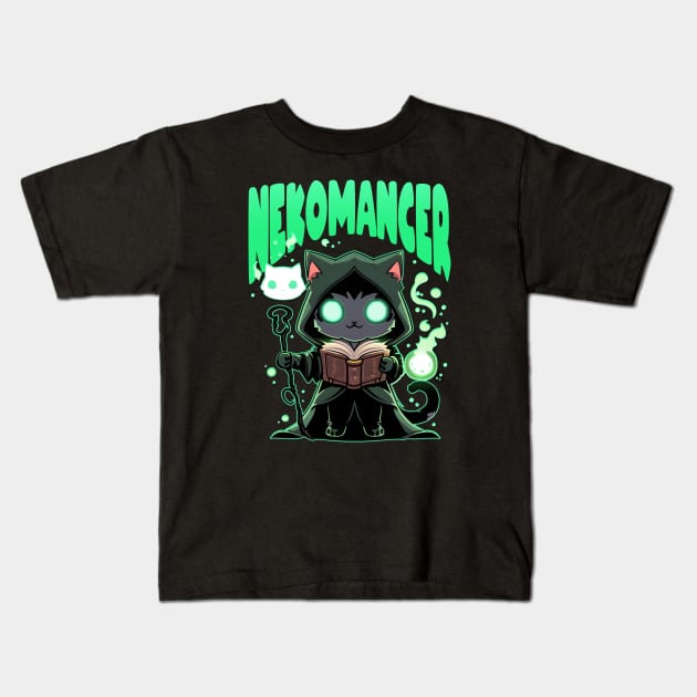 Nekomancer Kawaii Cat Necromancer Kids T-Shirt by Daytone